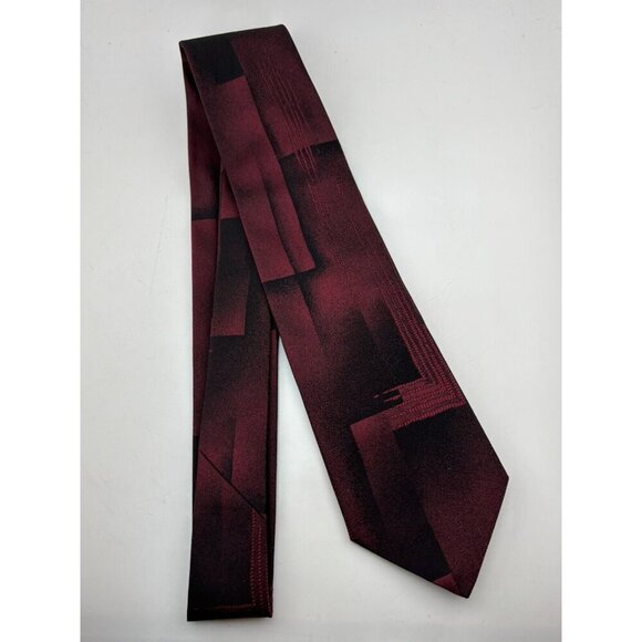 Dolce & Gabbana Made in Italy Men's Silk Neck Tie Maroon & Black 80s Abstract - Picture 2 of 5